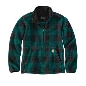 Carhartt 1/4 Zip Jacket Men’s Medium Green Loose Fit Fleece Pullover Sherpa Line